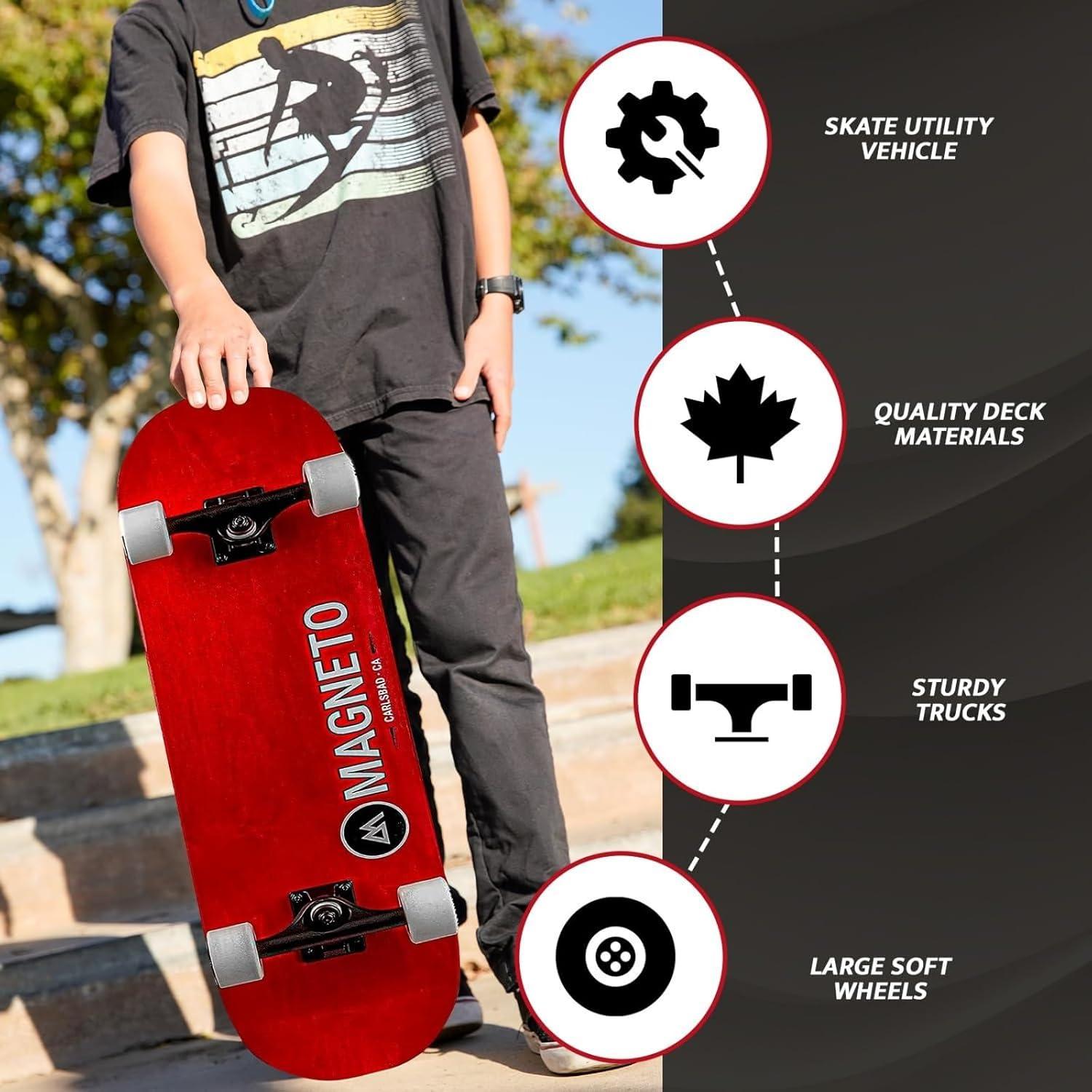 image:imageMagneto SUV Skateboards  Fully Assembled Complete 31 x 85 Standard Size  7 Layer Canadian Maple Deck  Designed for All Types of Riding Kids Adults Teens Men Women Boys Girls  Free Skate Tool