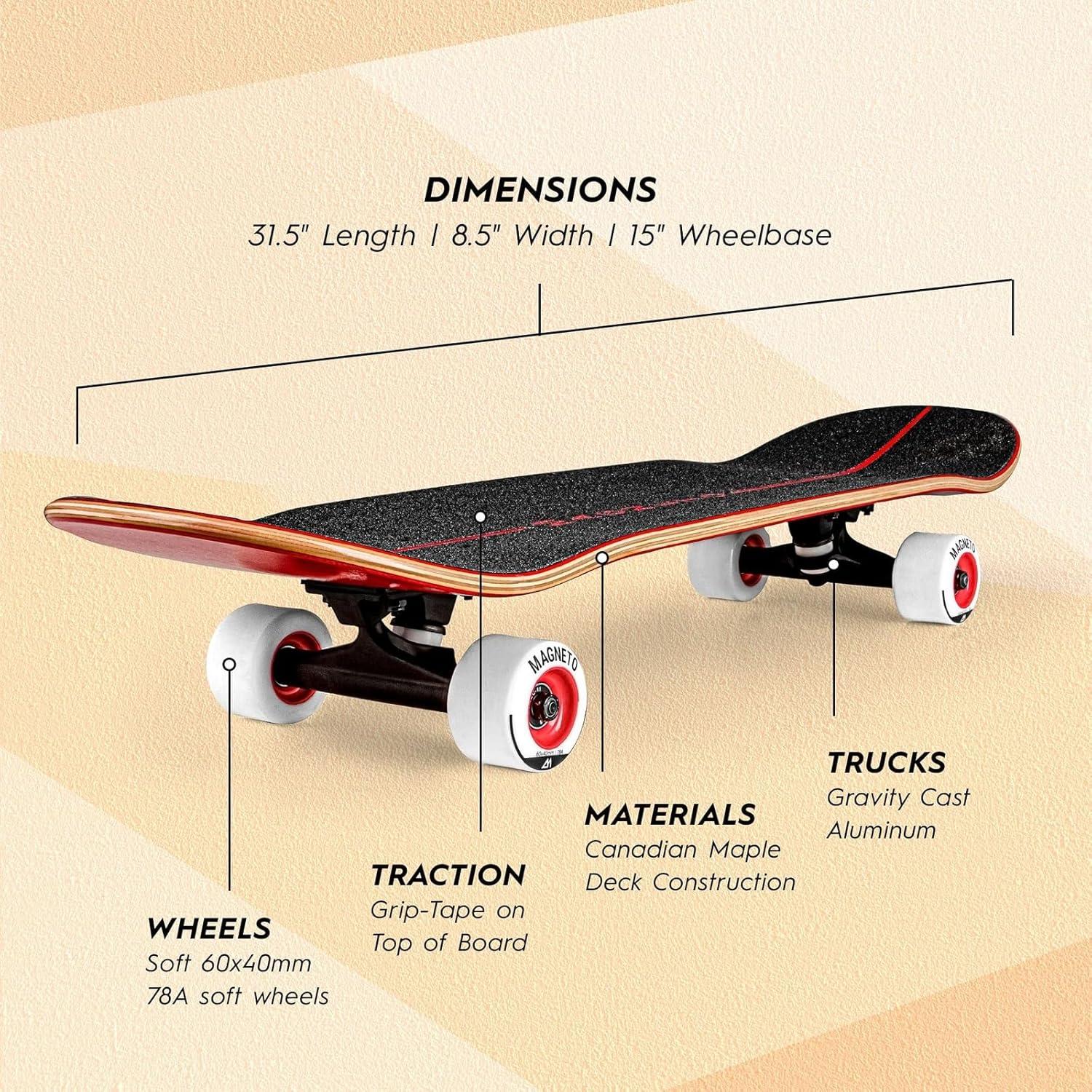image:imageMagneto SUV Skateboards  Fully Assembled Complete 31 x 85 Standard Size  7 Layer Canadian Maple Deck  Designed for All Types of Riding Kids Adults Teens Men Women Boys Girls  Free Skate Tool