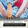image:imageMagneto Bamboo Carving Longboard Skateboard Wood Deck  DropThrough Deck for Stable Cruising  Longboard with Gold Bearings amp Aluminum Trucks  250 lb Weight Capacity 385in x 9in