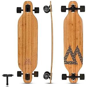 image:imageMagneto Bamboo Carving Longboard Skateboard Wood Deck  DropThrough Deck for Stable Cruising  Longboard with Gold Bearings amp Aluminum Trucks  250 lb Weight Capacity 385in x 9in