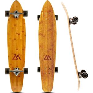image:imageMagneto 44inch Kicktail Cruiser Longboard Skateboard  Bamboo amp Canadian Maple Deck  Ideal for Commuting Cruising Carving Downhill Riding  Suitable for Adults Teens amp Kids Black